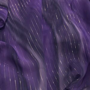 Purple Sheer Fabric with Gold Stripes